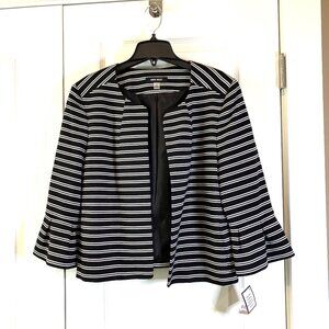 Nine West Black & White Cropped Jacket 3/4 Sleeves - Size 12